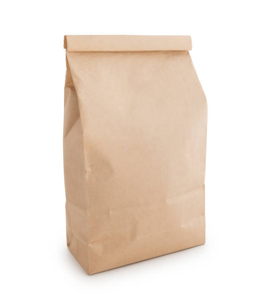 bolso de café (con ruta) - paper bag packaging blank package fotografías e imágenes de stock