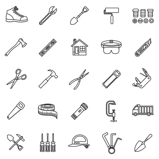 Vector illustration of Home Improvement Thin Line Icon Set