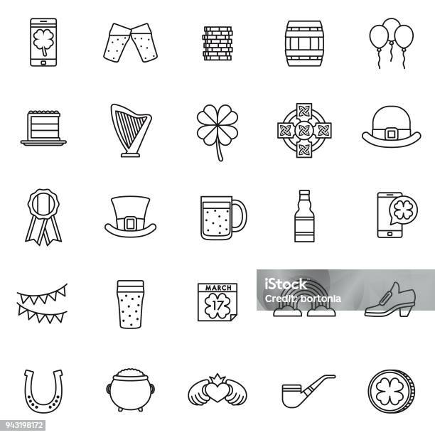 St Patricks Day Thin Line Icon Set Stock Illustration - Download Image Now - Icon Symbol, St. Patrick's Day, Irish Culture