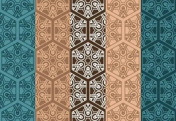 Vector illustration of Design of a set seamless with a Geometric Flower Pattern of Mand