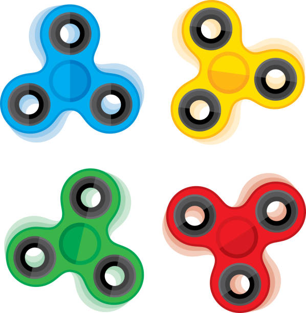 stockillustraties, clipart, cartoons en iconen met toy spinners plat - handspinner