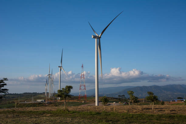 istock Wind turbine power generator at twilight 943207992