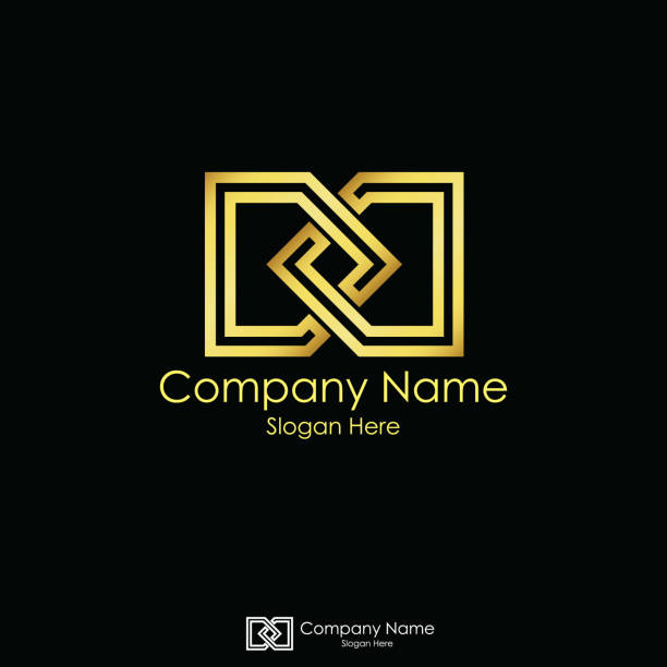 ilustrações de stock, clip art, desenhos animados e ícones de infinity initial letter dd. letter d logo design. linked square gold ribbon. black background. - gold chain chain circle connection