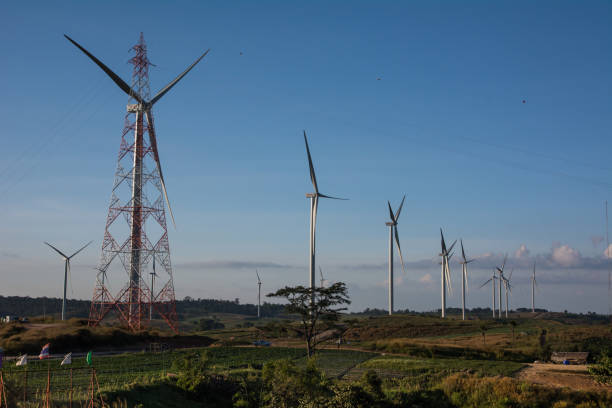 istock Wind turbine power generator at twilight 943218072