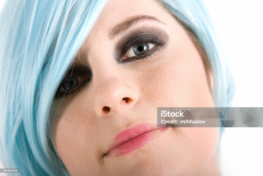 여자아이 블루 머리 - 로열티 프리 가발 스톡 사진