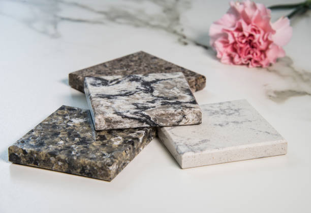 blat kuchenny próbki wykonane z granitowego kamienia naturalnego - granite countertop zdjęcia i obrazy z banku zdjęć