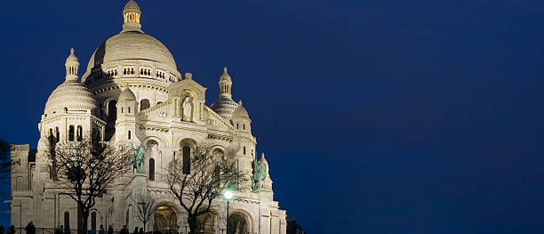 Night at Sacre-Coeur, Paris  place pigalle stock pictures, royalty-free photos & images