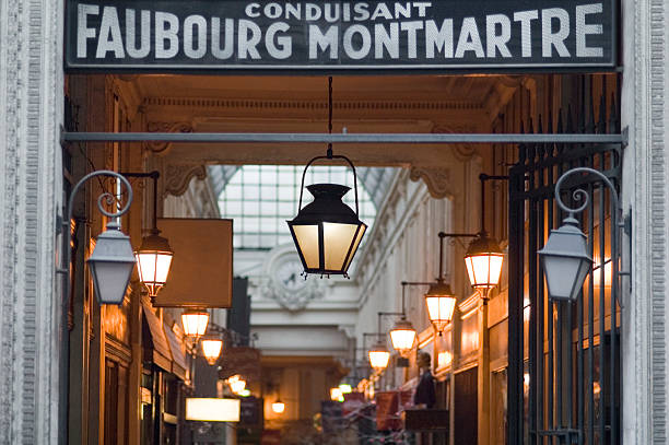 Entrance to Passage Couverts, Paris  montmartre stock pictures, royalty-free photos & images