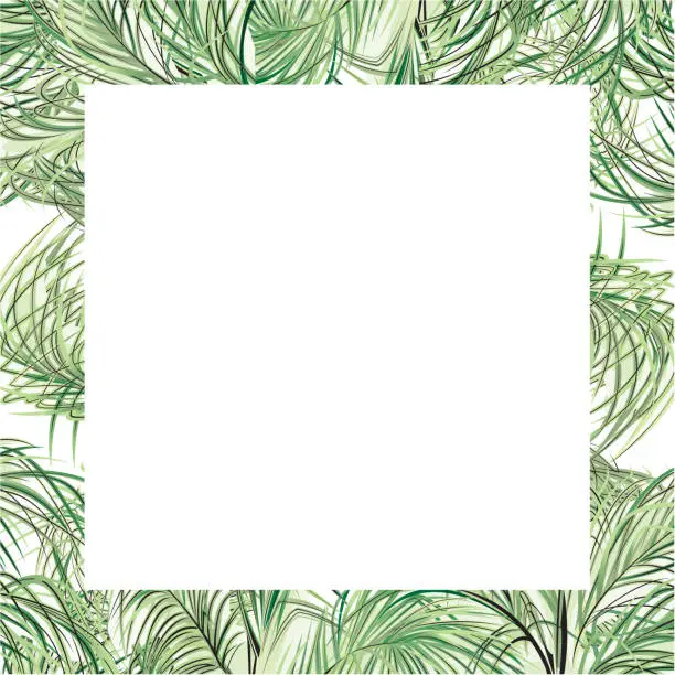 Vector illustration of Tropical Design Template or Border With Palm Tre Leaves