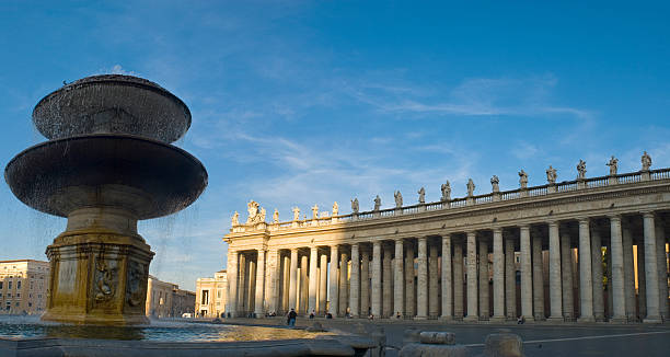 해질녘까지 in 바티칸시티, 로마 - statue st peters basilica fountain state of the vatican city 뉴스 사진 이미지