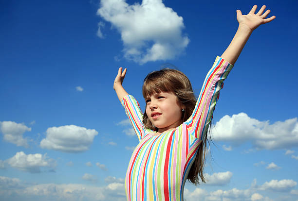 istock Smiling girl with open hand 94325368