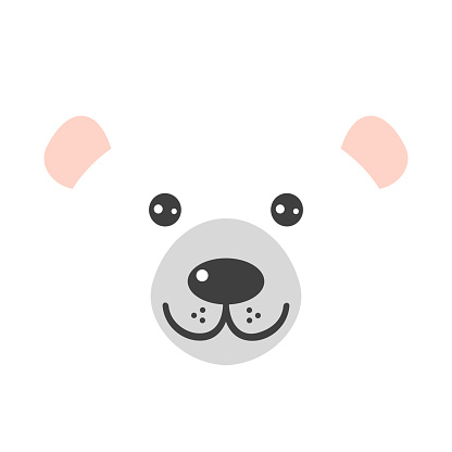 funny polar bear face on white background. Vector illustration