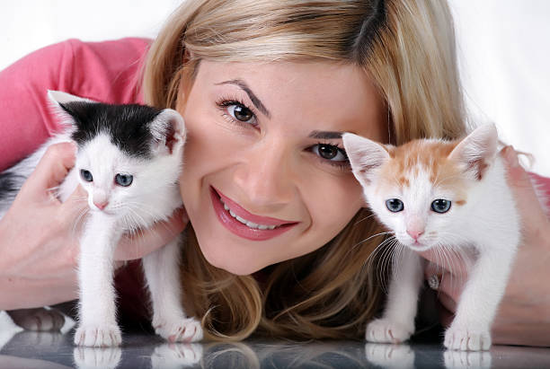 istock Girl with little cats. 94328093