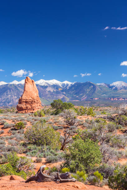 istock Scenery in the Arches National Park, Utah, with Mesa Arch under warm sunrise light 943288768