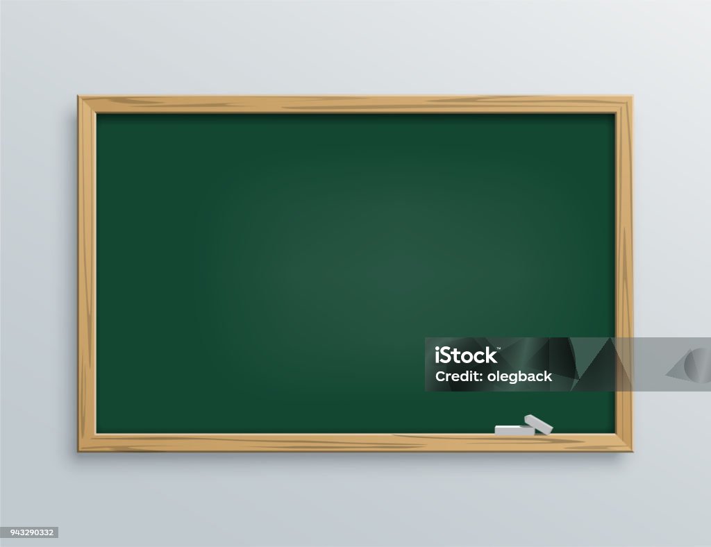 Vector green school chalkboard with chalk pieces. Chalkboard - Visual Aid stock vector