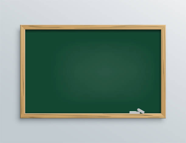 Vector green school chalkboard with chalk pieces. Vector green school chalkboard with chalk pieces. learning borders stock illustrations