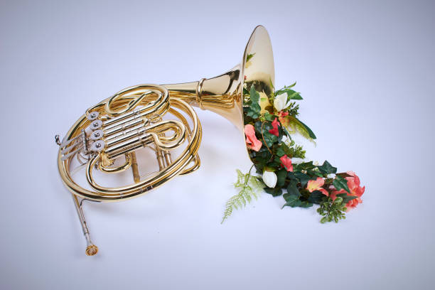 istock French Horn with Flowers 943296164