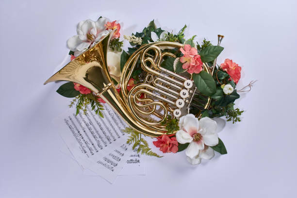 istock French Horn with Flowers 943296172