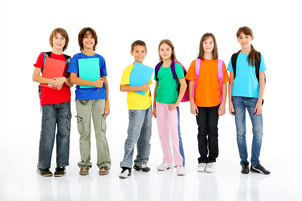 istock Group of young smiling schoolchildren. 94329733