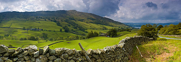 istock Dry stone wall and mountain farm 94330348
