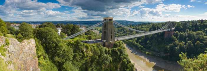 Isambard Kingdom Brunel’s dramatic suspension bridge over the Avon Gorge at Clifton, Bristol, UK. Adobe RGB 1998 color profile.