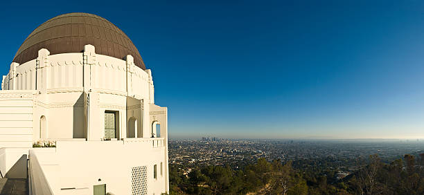 Griffith Observatory and downtown LA  griffith park observatory stock pictures, royalty-free photos & images