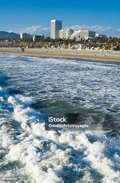 Surf Shore And Hotels Stock Photo - Download Image Now - City, Santa Monica Beach, Beach