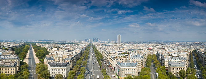 The views from the first floor of Eiffel Tower on a rainy and cloudy Christmas Day 2023, with the big golden dome of Hotel Des Invalides in the center of the picture