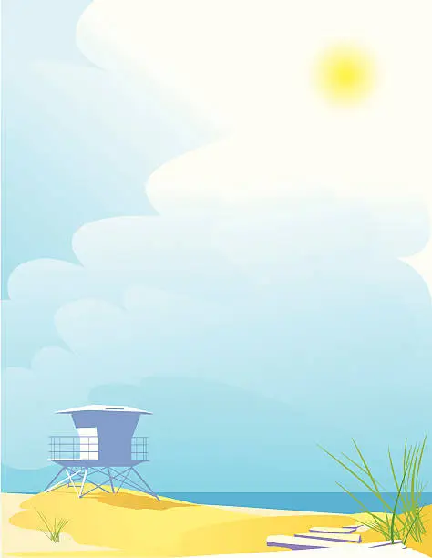 Vector illustration of Beach, Sunny day and Blue Sky