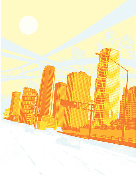 시티 브룩할로우. 새로운 일-연도 - city of los angeles los angeles county downtown district cityscape stock illustrations