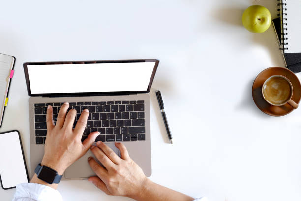 istock Businessman work with laptop at workspace 943316170