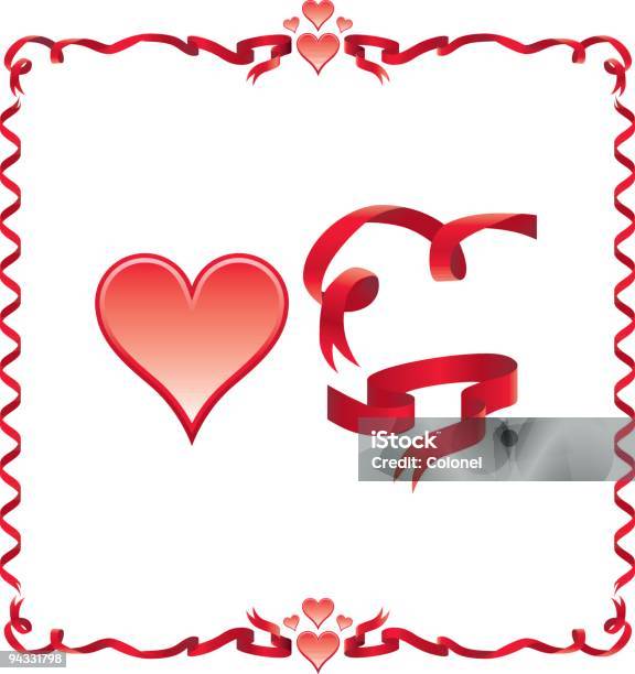 Valentine 01 Stock Illustration - Download Image Now - Border - Frame, At The Edge Of, Ribbon - Sewing Item