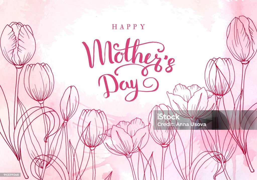Muttertag. Grußkarte mit Muttertag. Floraler Hintergrund. Vektor-illustration - Lizenzfrei Muttertag Vektorgrafik