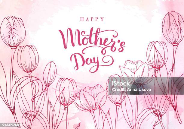 Muttertag Grußkarte Mit Muttertag Floraler Hintergrund Vektorillustration Stock Vektor Art und mehr Bilder von Muttertag