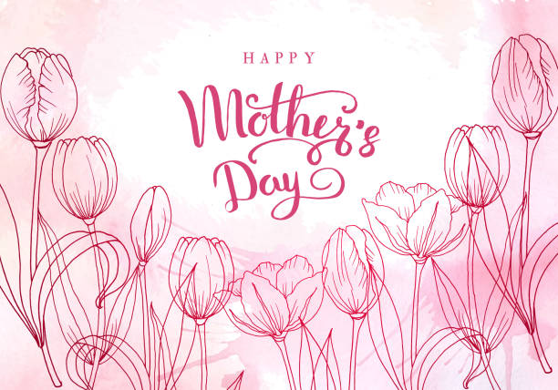 해피 어머니의 날입니다. 어머니의 날 인사말 카드입니다. 꽃 배경입니다. 벡터 일러스트 레이 션 - greeting card flower mothers day tulip stock illustrations