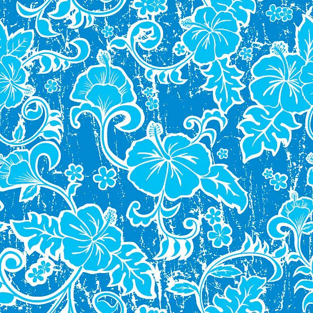 Vector illustration of Light and dark blue Hawaiian wallpaper with no seams 