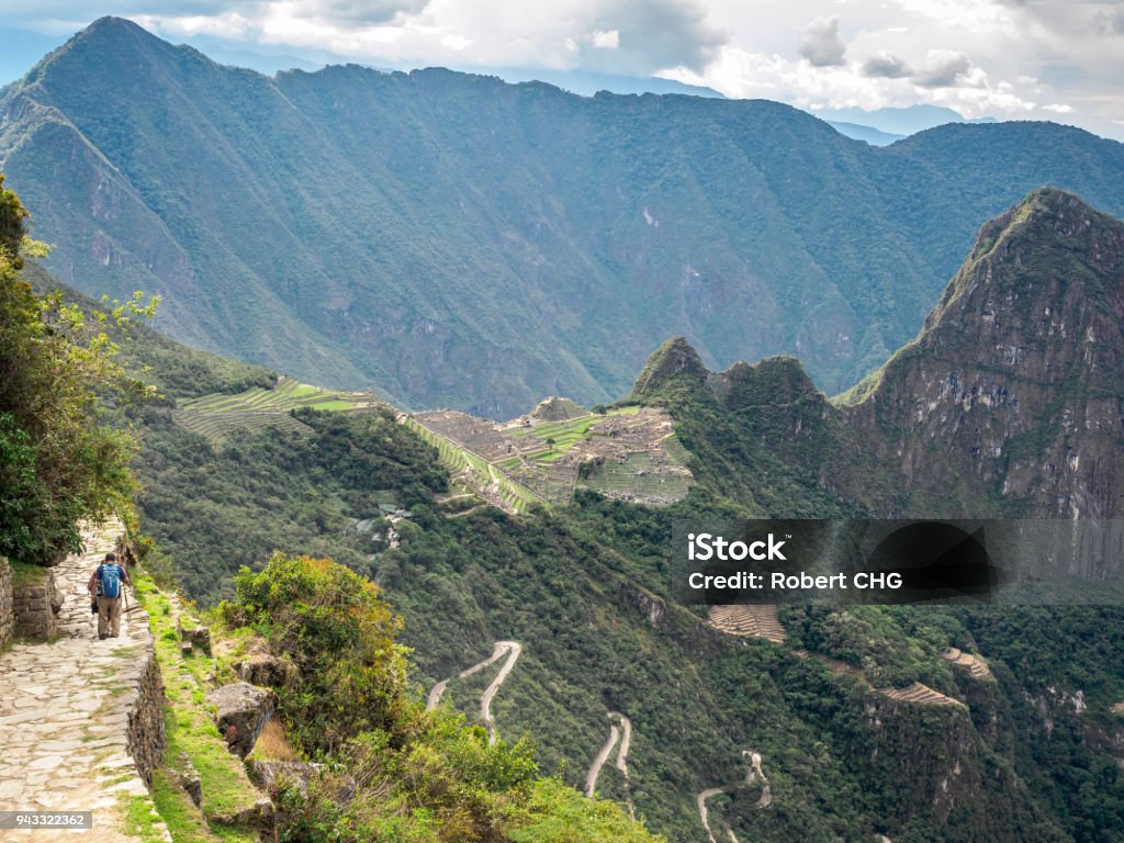 Luftaufnahme von Machu Picchu von Sonnentor in Inka-Trail - Peru - Lizenzfrei Peru Stock-Foto