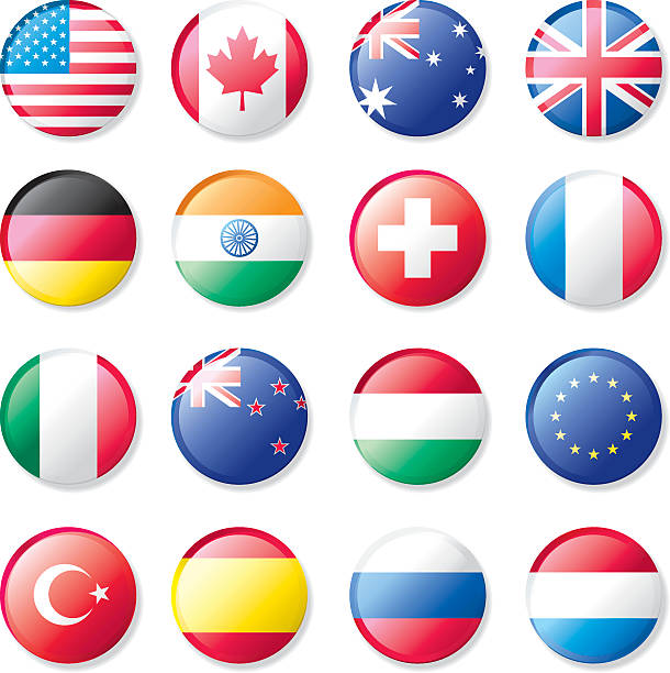 ilustrações, clipart, desenhos animados e ícones de bandeira lapela botões - netherlands symbol flag button