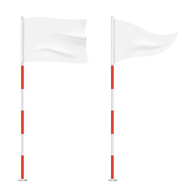 ilustraciones, imágenes clip art, dibujos animados e iconos de stock de banderas de golf aislados sobre fondo. - sports flag
