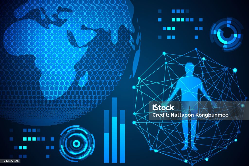 Tech Human Body Abstract Technology Concept Human Body In Digital Link Hud Interface ...