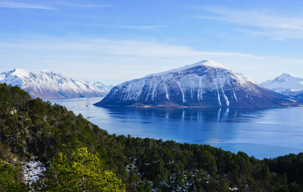 Dramatic landscape at the Hjorundfjord, Norway stock photo