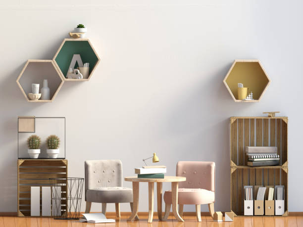 istock Pastel child's room. playroom. modern style. 3d illustration. 943334430