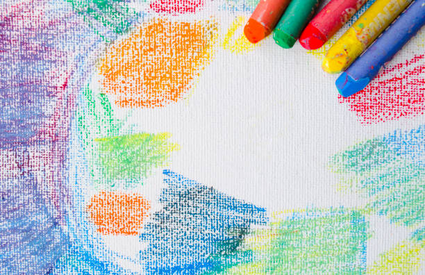 Grunge texture of pastel strokes. Crayons abstract grunge background. Frame design element. Blank for business cards with hand drawing textures. Pencil design elements.