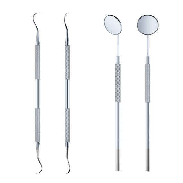 istock Dentist's medical equipment tools on white background. 3d render 943351318