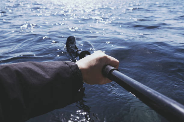 istock Man rowing a kayak on the sea. 943351984