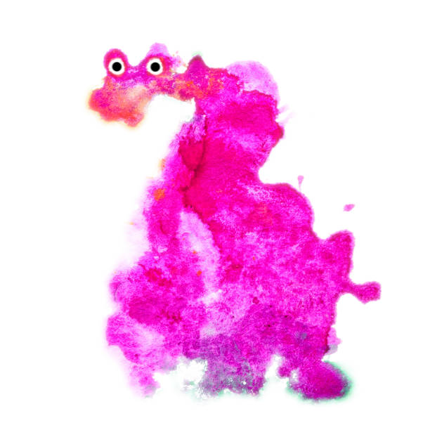 水彩紫色の恐竜は、白い背景で隔離。子供の絵 - white background imagination creativity humor点のイラスト素材／クリップアート素材／マンガ素材／アイコン素材