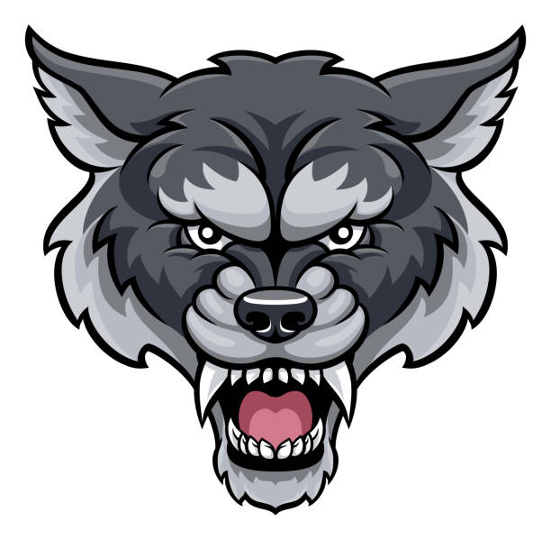 Wolf Sports Mascot An angry wolf sports mascot animal character mean dog stock illustrations