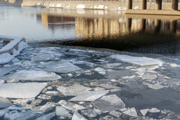 istock Broken ice on the surface of the river on a spring day 943355576