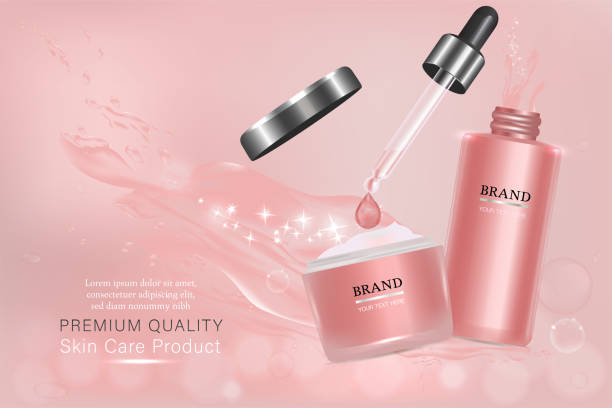 istock Cosmetic container with advertising background ready to use, liquid splash skin care ad 943355670