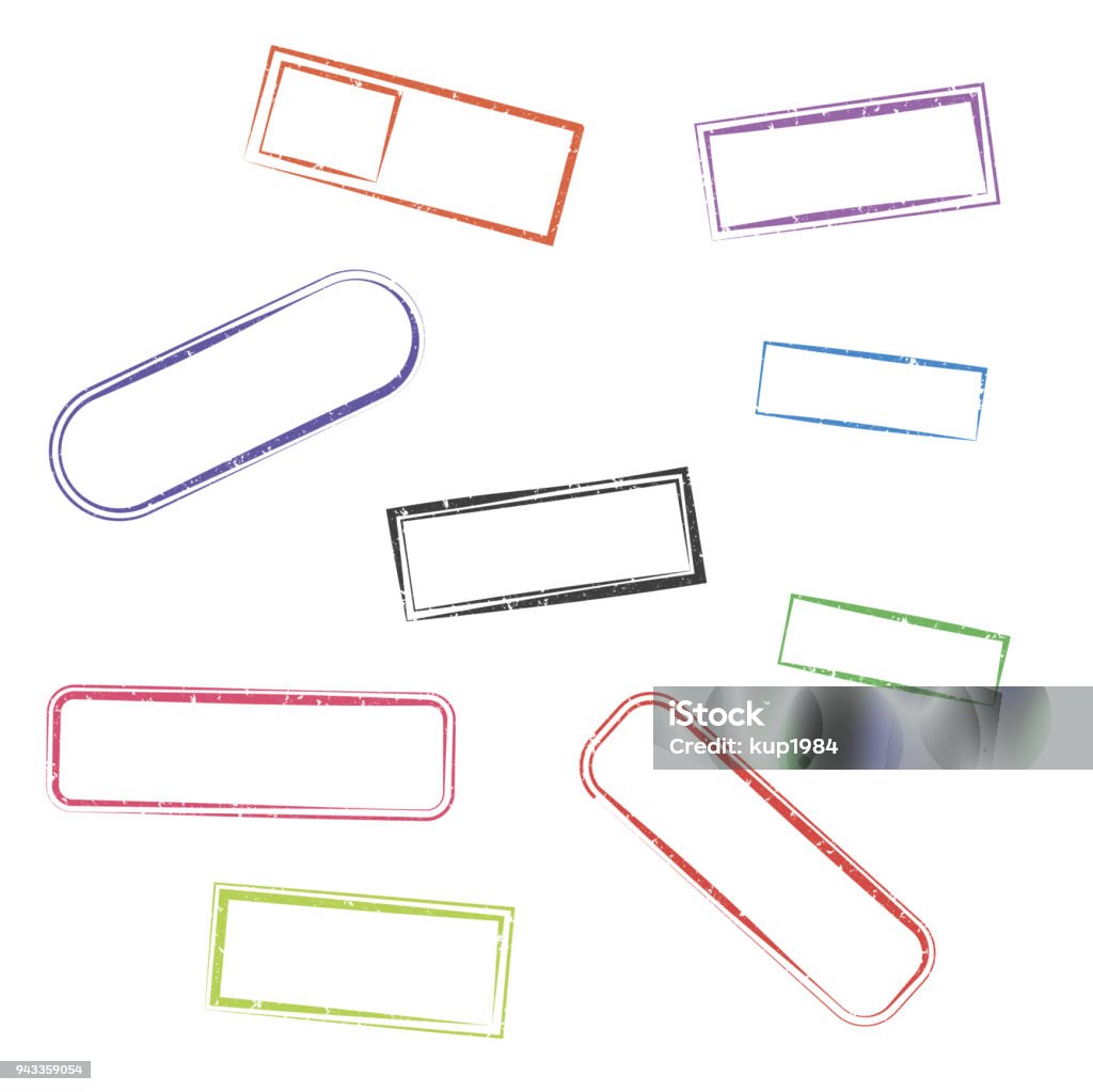 Rectangle Stamp Vector Set Of Rectangular Grunge Stamps Vector Illustration Stock Illustration ...